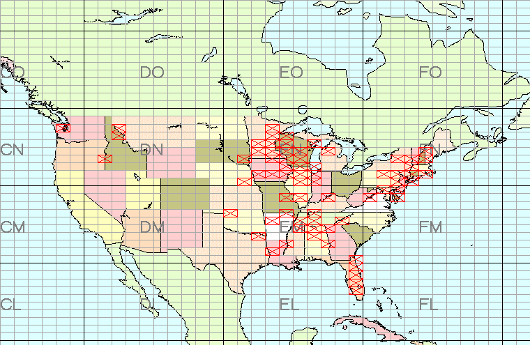 Map of grids worked by k2dbk